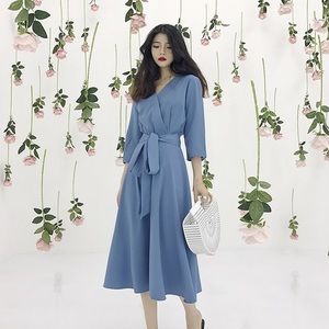 High waist wrap around Dress